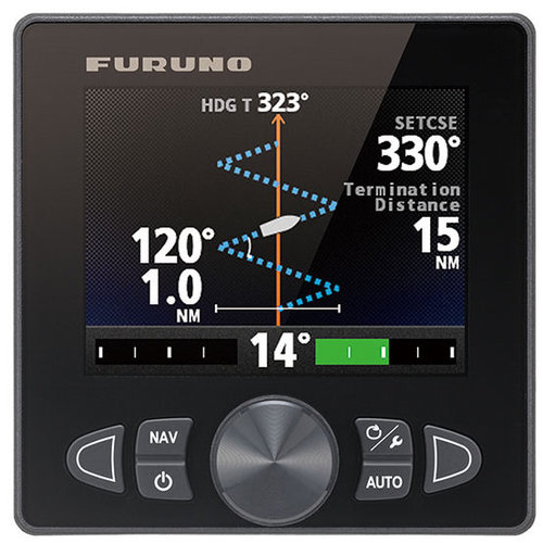 Furuno NAVPILOT 711C/OB Self-Learning, Adaptive Autopilot - Single-Din Size Color Display for Outboards, Color day/night graphic display offers improved sunlight viewability during the day while not affecting vision when the sun goes down, Revolutionary SAFE HELM and POWER ASSIST option brings unrivaled steering comfort and control at the helm (This feature will be available in an upcoming software update) UPC 611679355126 (NAVPILOT711COB NAV-PILOT711COB)